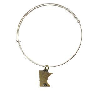 Minnesota Expandable Bangle Brass Charm Bracelet